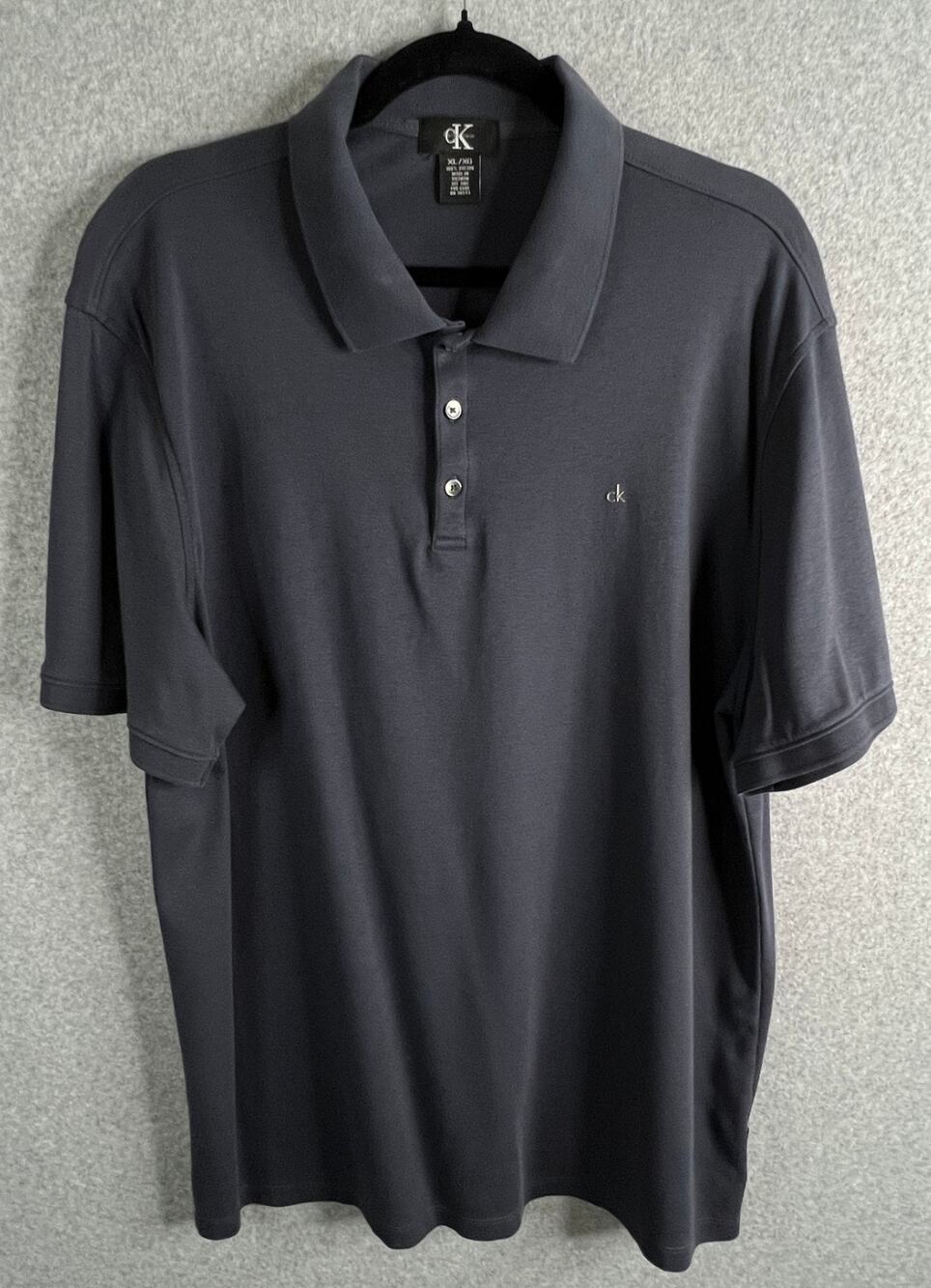Calvin Klein CK Polo Shirt Men’s XL Slate Gray Short Sleeve Cotton Logo Classic